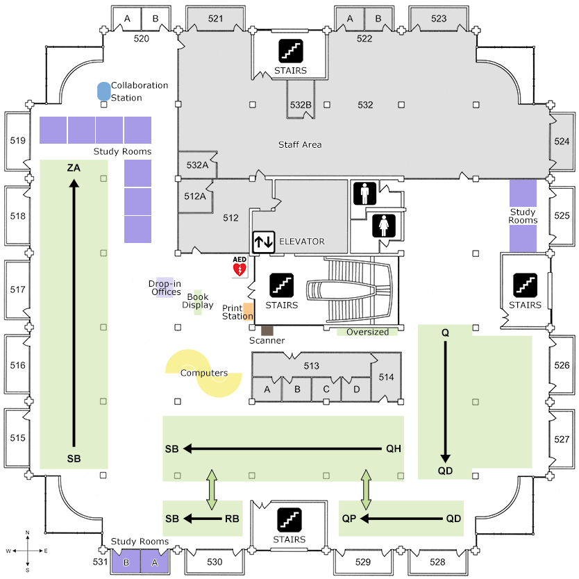 Milner Library Floor 5 Map