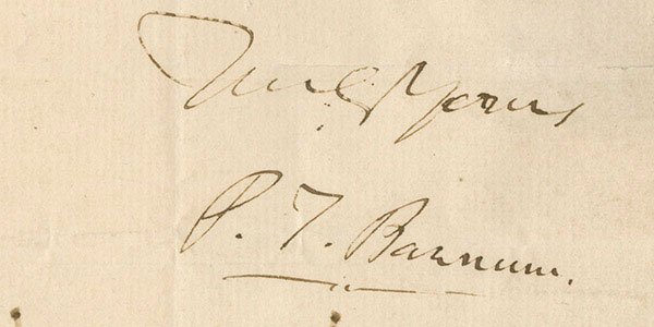 PT Barnum's signature