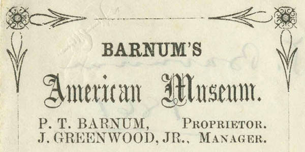 Portion of letter written by PT Barnum