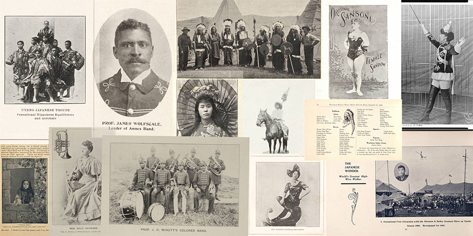 Photo collage of performers from diverse populations found in the route books