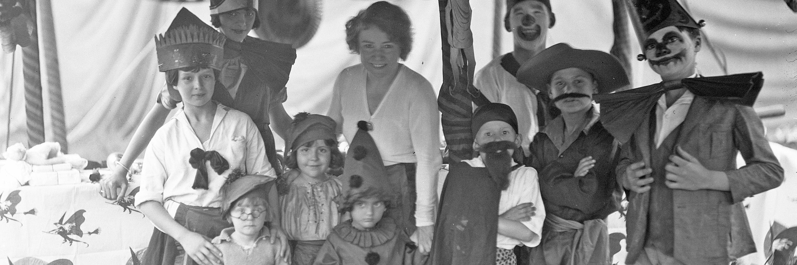Children dressed as clowns