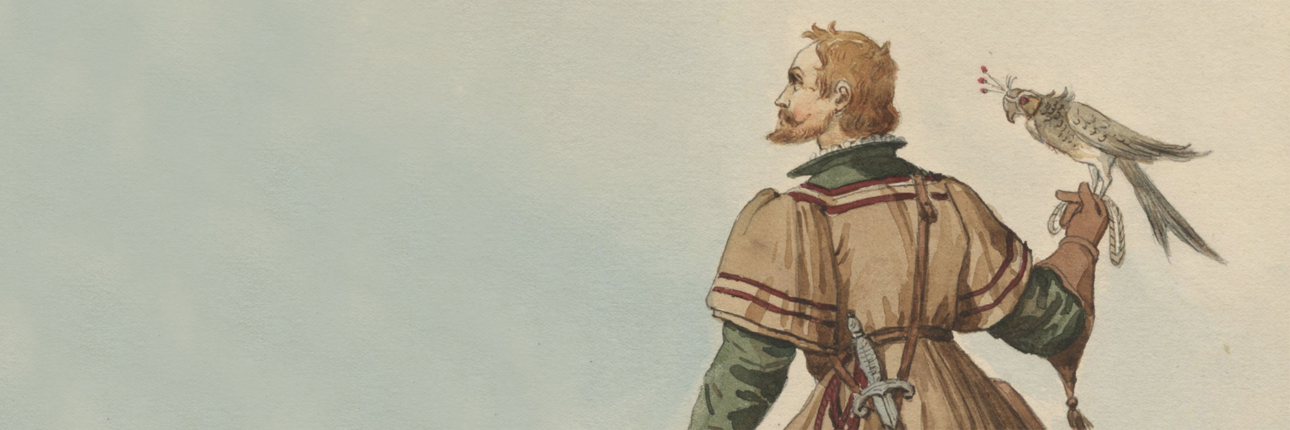 illustration of a falconer and falcon