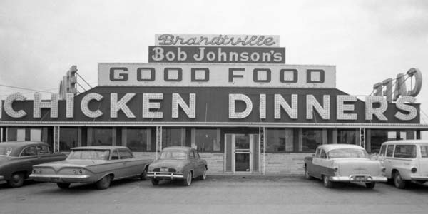 Bob Johnson's Brandtville Restaurant on Route 66, Bloomington, Illinois, November 15, 1962