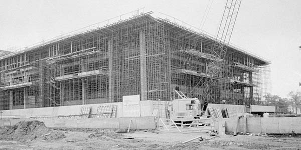 Milner Library, Illinois State University, under construction May 18, 1974