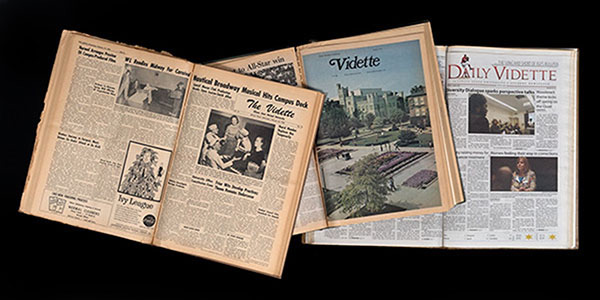 open books of compiled 'Vidette' papers