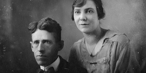 Black and white portrait of Blanche and Fred Lasere.