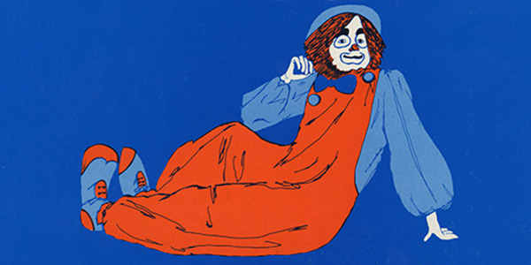 Illustration of a clown on a blue background