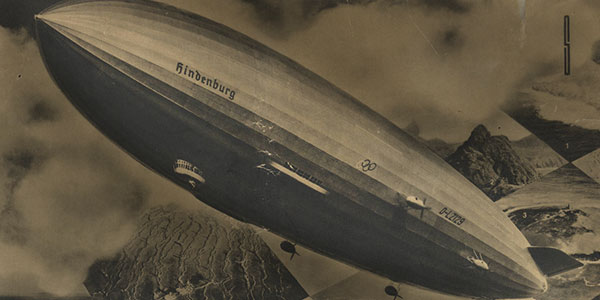 Illustration of the Hindenburg in flight.